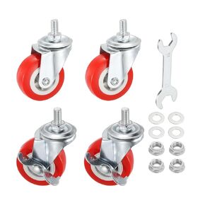 PATIKIL 2 Inch Swivel Caster Wheels, M8 x 15mm Ball Bearings Threaded Stem PVC Castors Total Load Capacity 264 Lbs with Nuts Gaskets Wrench for Furniture Chairs (2 with Brake, 2 Without)