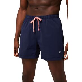 Fabletics Men's The One Short (Unlined), Training, Swimming, Lightweight, Quick-Dry, Zip Pocket, Stretch Woven,5" Inseam, XL, Deep Navy/Multi Spraydient