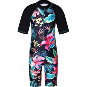 TFJH E Short Sleeve Girls Bathing Suits 1pcs Swimsuits UPF 50+ Rash Guard Suits Beachwear 8-10y Daisy Navy 10A in Kuwait