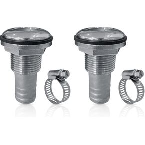 2Pcs Thru Hull Fittings for Boats, Stainless Steel Barbed Straight Thru Hull Fitting Drain for 3/4 inch I.D. Hose for Boat, Yacht