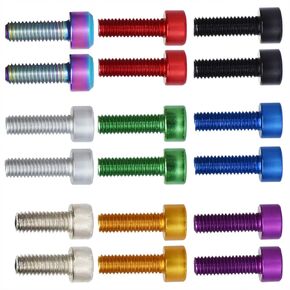 2 sets for each 9 Colors Bike Bottle Cage Screw Water Bottle Cage Hex Bolts Holder Socket Rack Kettle Aluminum Alloy Titanium alloy M5x12/14/15mm Road Bike Mountain Bicycle (Total 18 pcs)