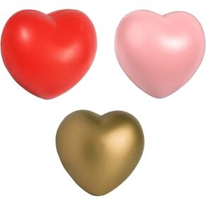 Heart-Shaped Tension Reliever Balls - Set of 3 (Red, Pink, and Gold)