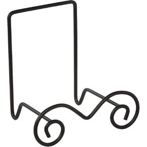 TRIPAR Large Square Black Wire Easel, Metal Finish (7.7-Inch Depth) - Tabletop Display - Handcrafted Scroll Designs for Sleek & Modern Look - Perfect for Kitchen Cookbooks, Plates, Photos & More
