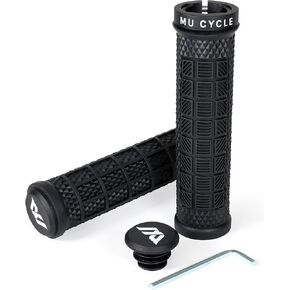 Zilla Bike Handlebar Grips with Single Lock-On Clamp & End Plugs, Anti-Slip and Durable Bicycle Grips, 22.2mm Inner Diameter Open End MTB Bicycle Grips