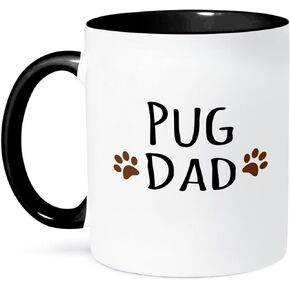 3dRose Pug Dog Dad Mug, 11 oz, Black