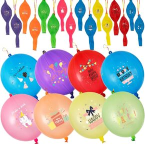 Birthday Party Decorations Punch Balloons for Kids, 30 Pack Colorful Heavy Duty Punching Balloons with Rubber Band Handle for Kids Boys Girls Birthday Party Supplies Goodie Bag Stuffers, 18 Inch