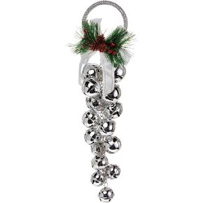 Boston International Christmas Door Hanger Winter Holiday Doorknob Decorations for Home, 15.5", Silver Bunch Jingle Bells