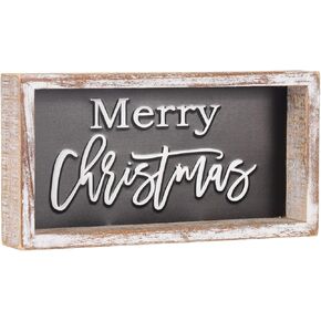 Vintage Christmas Decor, Farm Fresh Christmas Trees Block Sign for Shelf, Mantel, Farmhouse Christmas Decoration, Embossed Metal With Wood Frame