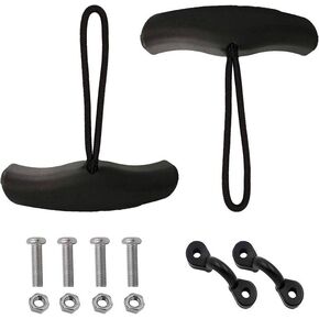 Kayak Handles (2 Pack) - Strong T-Handle Design | Ultra Heavy Duty Bungee | Replacement Installation Kit,Kayak Carry Handle Pull Handle with Cord & Pad Eyes for lifting heavy kayaks giving a good grip