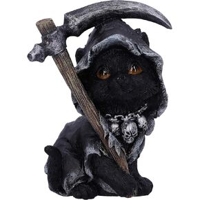 Nemesis Now Amara Grim Reaper Feline Cat Figurine, Resin, Hand-Painted, Gothic Decor, 10.2cm