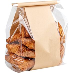 Restaurantware - Bag Tek 8.3 x 3.9 x 13.8 Inch Kraft Tin Tie Bags, 100 Resealable Bakery Bags - Flat Bottom, For Cookies or Coffee Beans, Paper Tin Tie Bags