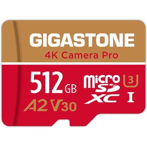 [5-Yrs Free Data Recovery] GIGASTONE 512GB Micro SD Card with USB 3.2 Type C Card Reader, 4K Camera Pro MAX, A2 V30 MicroSDXC Memory Card for Gopro, 4K UHD Video, Up to 160/100 MB/s with Adapter