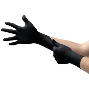 MICROFLEX MK-296-XL Midknight Nitrile Powder-Free Examination Glove, Non-Sterile, Ambidextrous Shape, 245 mm Length, X-Large, Black (Pack of 10)