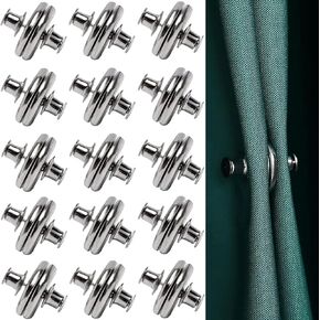 15 Pairs Magnetic Curtain Clips,Double Sided Curtain Close Clips,Magnetic Suction Curtain Magnets Closure Prevent Light Leaking Keep Curtain Closed for Home Bedroom Office Curtain Draperies(Sliver)