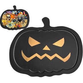 Big 17.8'' Skull Decor Serving Tray, Halloween Party Large Charcuterie Board, Day of The Dead Decorations, Wooden Skeleton Cheese Board Platter - 17.8x11x0.78inch,Black in Kuwait