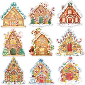 45 Pcs Christmas Gingerbread House Cutouts Classroom Xmas Decorations Party Supplies Decor for Candy Theme School Bulletin Board Winter Holiday Decoration