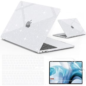 B BELK متوافق مع حافظة MacBook Air 13 بوصة إصدار 2022 إلى 2018 A2337 M1 A2179 A1932 مع معرف اللمس، غطاء صلب من البلاستيك اللامع + 2 غطاء لوحة مفاتيح + واقي شاشة، وردي فاقع لامع in Kuwait