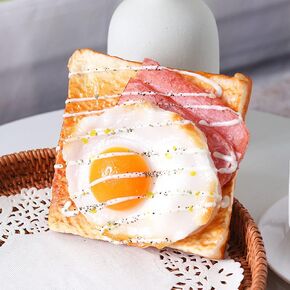 1Pcs Artificial Fried Egg Toast Simulation Bread Slice Model Photography Prop for Home Kitchen Party Decoration
