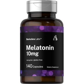Berkshire Labs Melatonin 10mg | 140 Quick Release Capsules | Extra Strength Formula | Non-GMO, Gluten Free Supplement
