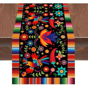 Dia De Los Muertos Table Runner Cinco de Mayo Rustic Linen Mexican Fiesta Sugar Skull Marigold Flowers Farmhouse Rustic Runner Day of The Dead Altar Decor for Ofrenda Party Kitchen Dining Home Table