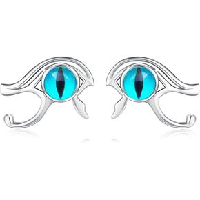 Eye of Horus Earrings for Women 925 Sterling Silver Dainty Egyptian Horus Eye Earrings Boho Red Eye Stud Earrings Egypt Eye Jewelry Gifts