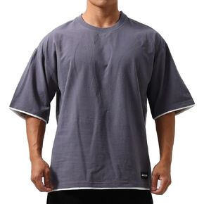 Mens Oversize Loose Hip-hop Shirts Plus Size Shirts Half Sleeve Workout Gym Sweatshirts for Men T83