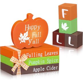 8 قطع من صينية الخريف المتدرجة ديكور الخريف الخشبي كومة الكتب ديكور اليقطين ديكورات الخريف للمنزل علامات طاولة خشبية 3 كتب صغيرة مزخرفة صناعية حزمة مزرعة ريفية لديكور المنزل في الخريف وعيد الشكر in Kuwait