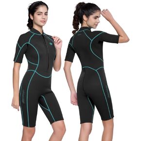 Womens Wetsuit Shorty, 3mm Front Zipper Neoprene Diving Suits for Diving Snorkeling Surfing Swimming