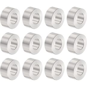 uxcell 12pcs Aluminum Spacer 10.5mm Bore x 20mm OD x 12mm Length Screw Bushing Plain Finish Round Metal Spacer for M10 Screws Bolts and Rods
