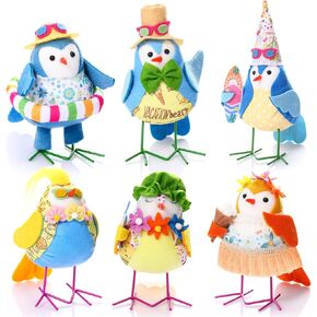 Capoda 6 Pcs Plush Bird Decorations Bird Figurines Doll Table Ornament Plush Bird Fabric Bird for Gifts Indoor Outdoor Office Shelf Garden Birthday Party Favors Ornaments (Hawaii)