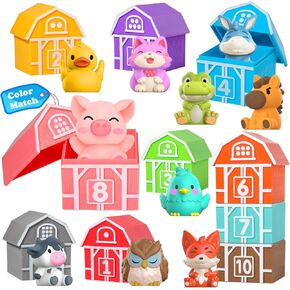 Oriate Sensory Learning Toys for Toddler Age 1,2,3, 20Pcs Safari Animal Learning Toy for Counting Sorting, Zoo Animals Educational Finger Puppets Stacking Montessori Toys, Babies Birthday Gift 12M+