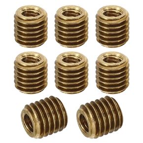 PATIKIL M6xM4x15mm Brass Threaded Repair Insert Nut, 8 Pcs Male to Female Thread Sleeve Inserts Reducing Nut Adapter Reducer Screw Sleeves, Gold Tone