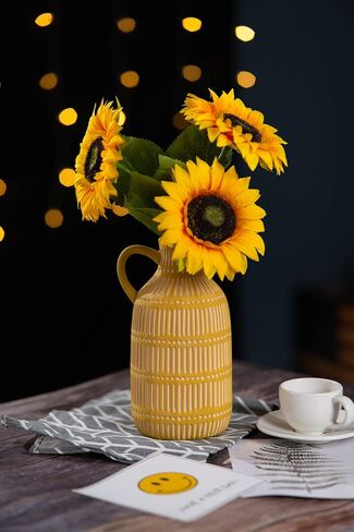 Ceramic Boho Vase, Handpainted Terra Cotta Vase, Distressed Farmhouse Décor, Pottery Decorative Flower Vase for Home Decor, Table, Living Room Decor, Shelf Decor in Saudi Arabia