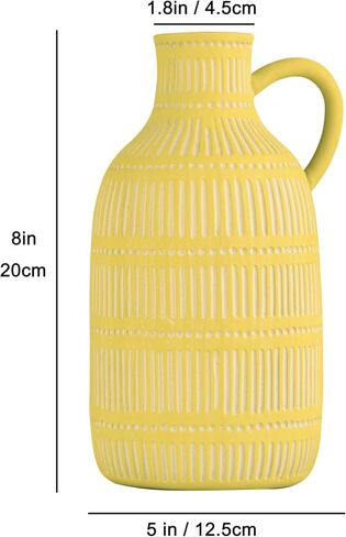 Ceramic Boho Vase, Handpainted Terra Cotta Vase, Distressed Farmhouse Décor, Pottery Decorative Flower Vase for Home Decor, Table, Living Room Decor, Shelf Decor in Saudi Arabia