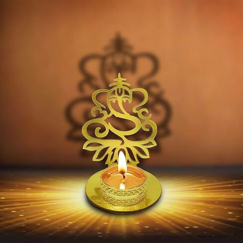 Satvik Lord Ganesh Diwali Shadow Diya, Deepawali Traditional Diya with Wax Tea Light/Tea Light Holder, Ridhi Sidhi Ganesh Diya in Saudi Arabia