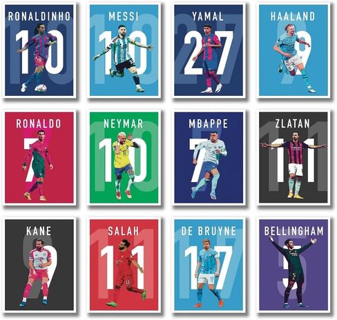 طباعة ملصق لكرة القدم من A إلى Z® - مجموعة غير مؤطرة مقاس 8 × 10 بوصة مكونة من 12 ملصقًا لكرة القدم لغرفة نوم الأولاد، وملصق ميسي ورونالدو، وملصقات ميسي لغرفة نوم الأولاد، وفن جدار كرة القدم، وفن جدار ميسي، وملصقات رونالدو، وملصق رونالدينيو، وفن جدار كرة  in Kuwait