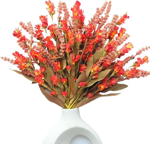 TEMPUS 10Pcs Artificial Fall Flowers Outdoor Fall Decor Artificial Grains Flowers UV Resistant Fake Fall Plants Faux Fall Flowers Autumn Thanksgiving Decorations Home Indoor Garden(Mustard) in Saudi Arabia