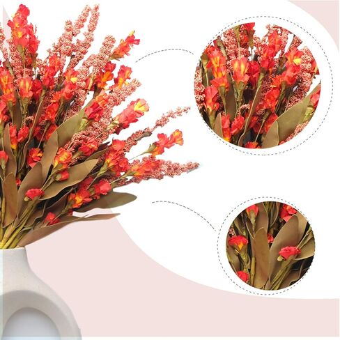 TEMPUS 10Pcs Artificial Fall Flowers Outdoor Fall Decor Artificial Grains Flowers UV Resistant Fake Fall Plants Faux Fall Flowers Autumn Thanksgiving Decorations Home Indoor Garden(Mustard) in Saudi Arabia