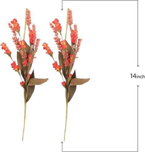 TEMPUS 10Pcs Artificial Fall Flowers Outdoor Fall Decor Artificial Grains Flowers UV Resistant Fake Fall Plants Faux Fall Flowers Autumn Thanksgiving Decorations Home Indoor Garden(Mustard) in Saudi Arabia