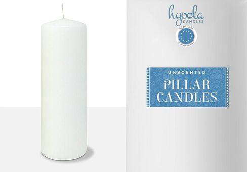 شموع عمودية بيضاء من هيولا مقاس 3 × 7 بوصة - شموع عمودية غير معطرة - عبوة من 6 قطع - صناعة أوروبية in Saudi Arabia