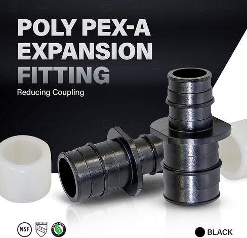 Poly Pex-A Expansion Coupling 1" x 3/4" F1960 Poly-Alloy Fitting, 1 Inch x 3/4 Inch Expansion Barb Connections, Straight Coupling for Plastic Tubing for use with Pex-A Tubing (Pack of 5) in Saudi Arabia