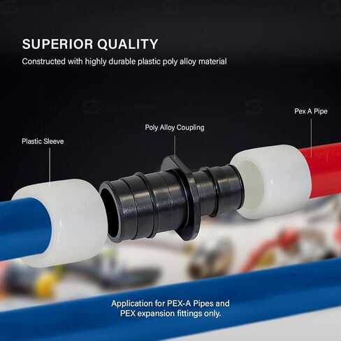 Poly Pex-A Expansion Coupling 1" x 3/4" F1960 Poly-Alloy Fitting, 1 Inch x 3/4 Inch Expansion Barb Connections, Straight Coupling for Plastic Tubing for use with Pex-A Tubing (Pack of 5) in Saudi Arabia