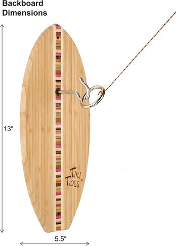 Tiki Toss Ring Toss Game – 13 Inch Surfboard - Hook and Ring Game with String and Hooks for Outdoor/Indoor Use, Man Cave Decor - Multi Color Surfboard Edition in Saudi Arabia