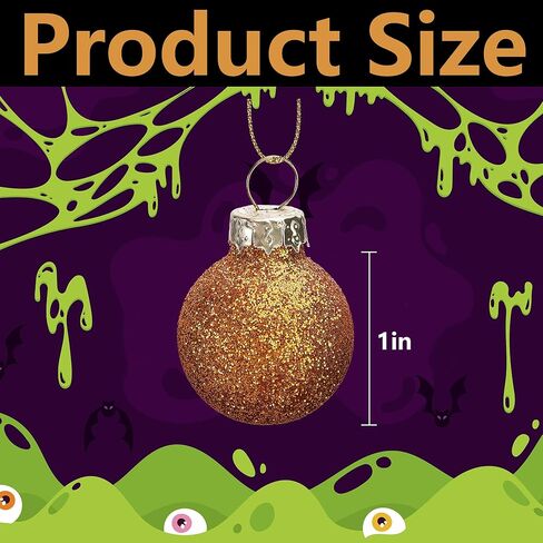 Watayo 24 Pcs Halloween Balls Glass Ornaments- 1" Mini Glitter Glass Balls Hanging Ornaments- Small Halloween Balls Tree Ornaments for Party Haunted House Christmas Tree Decor in Saudi Arabia