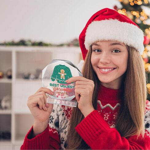 Barydat 6 Pcs Ugly Christmas Sweater Trophies 4.72 Inch Ugly Sweater Trophy Acrylic Ugly Sweater Contest Prizes for Xmas Winner Holiday Party Trophy Award Game Favors, 6 Styles in Saudi Arabia