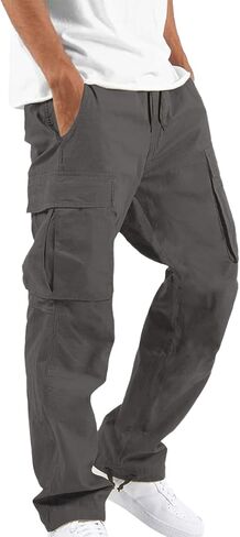 Men's Cargo Pants Cotton Drawstring Joggers Sweatpants Relaxed Fit Athletic Pants Casual with Adjustable Bottom Hems in Saudi Arabia