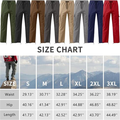 Men's Cargo Pants Cotton Drawstring Joggers Sweatpants Relaxed Fit Athletic Pants Casual with Adjustable Bottom Hems in Saudi Arabia
