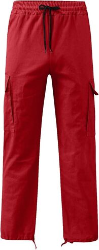Men's Cargo Pants Cotton Drawstring Joggers Sweatpants Relaxed Fit Athletic Pants Casual with Adjustable Bottom Hems in Saudi Arabia