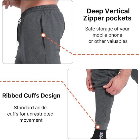 بنطال BROKIG الرجالي Vertzip Gym Joggers، بنطال رياضي مناسب للجزر، بنطال رياضي مدبب كاجوال مع جيوب بسحاب in Saudi Arabia