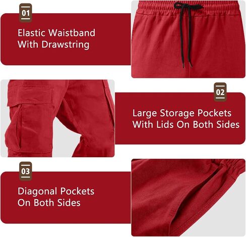 Men's Cargo Pants Cotton Drawstring Joggers Sweatpants Relaxed Fit Athletic Pants Casual with Adjustable Bottom Hems in Saudi Arabia
